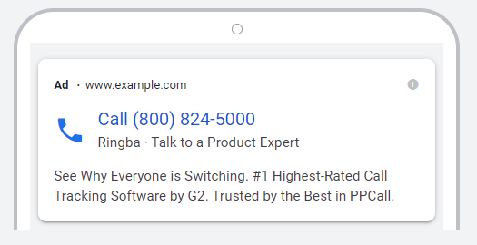 Google Call Ad Example